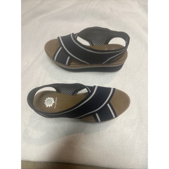 New Yellow Box Airlee Wedge Blue & White Comfort Sandal Women’s Size 7.5 M - Picture 4 of 5